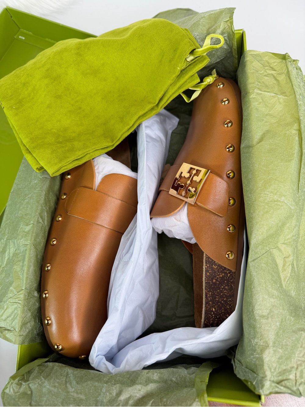 Tory Burch Women’s Mellow Studded Mule - Caramel Corn - Size 9 - Picture 7 of 8